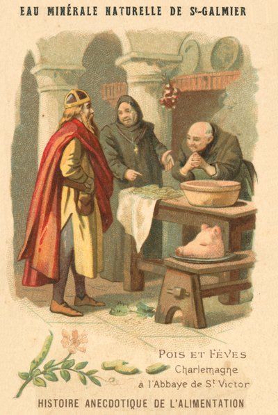 Erwten en bonen: Karel de Grote in de Abdij van St. Victor door French School