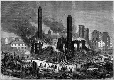Brand in de Pemberton fabriek in Lawrence, Massachusetts, Verenigde Staten, 10 januari door French School