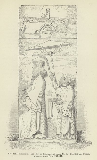 Persepolis, bas-reliëf op deurkozijn van paleis nr. 7 door French School