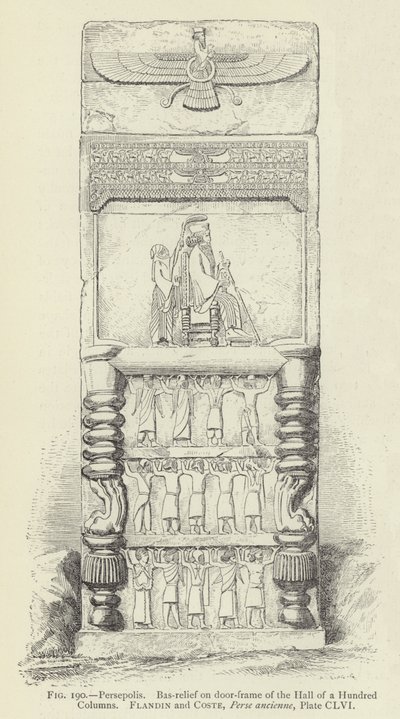 Persepolis, bas-reliëf op deurkozijn van de Hal van Honderd Zuilen door French School