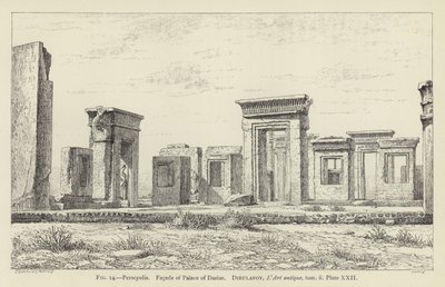 Persepolis, gevel van het paleis van Darius door French School