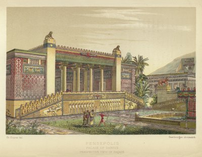 Persepolis, Paleis van Darius, Perspectief van de gevel door French School