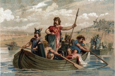 Pharamond stak de Rijn over met Frankische krijgers en werd de eerste hertog van de Salische Franken van 420 tot 428. door French School