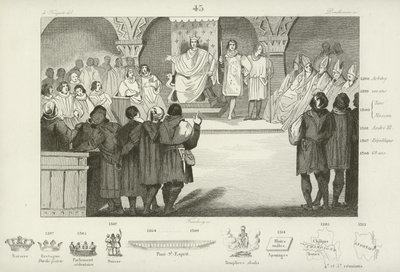 Filips IV van Frankrijk roept de Staten-Generaal bijeen, Louvre Paleis, Parijs, 1302 door French School