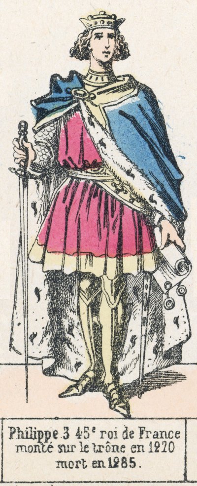 Filips III, 45e koning van Frankrijk, besteeg de troon in 1270, stierf in 1285 door French School