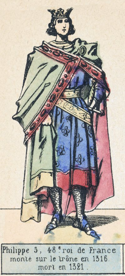 Philippe V, 48e koning van Frankrijk, besteeg de troon in 1316, stierf in 1321 door French School