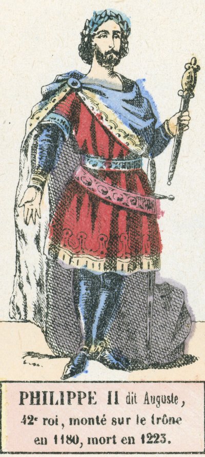 Philippe II August, 42e koning, op de troon van 1180, overleden in 1223 door French School