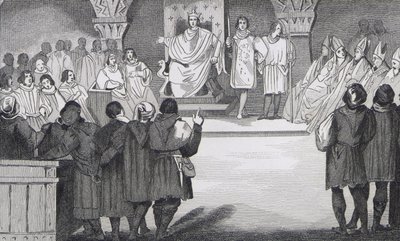 Philippe IV (1268-1314) le Bel herenigt de Staten-Generaal in het Louvre, uit 