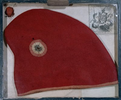 Frygische muts met een rood, wit en blauwe kokarde uit de periode van de Franse Revolutie door French School