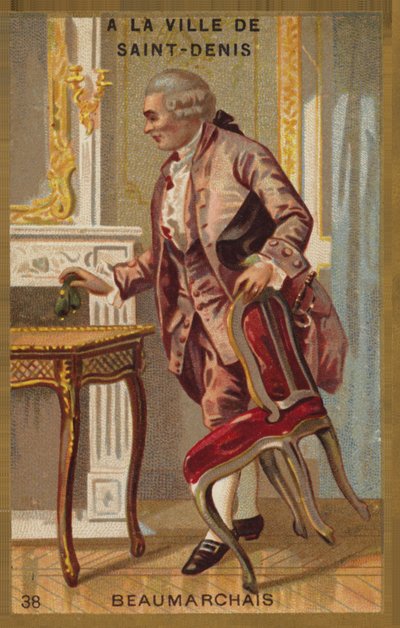 Pierre-Augustin Caron de Beaumarchais, Franse toneelschrijver en revolutionair (1732-1799), in de stad Saint-Denis door French School