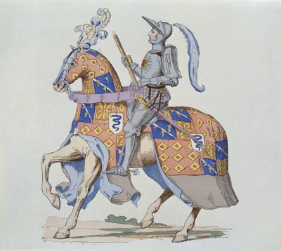 Pierre de Rohan, Sire de Gie, te paard in 1475, gegraveerd door Gautier door French School