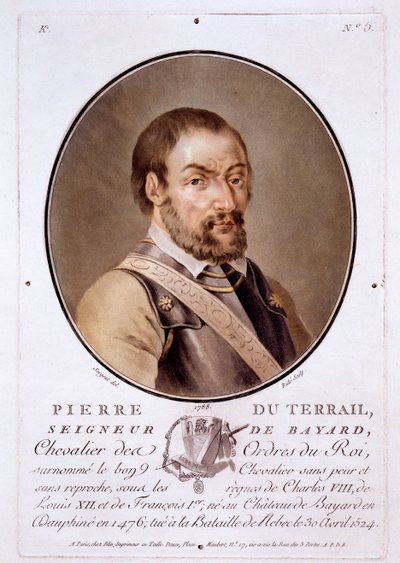 Pierre du Terrail, Seigneur de Bayard, uit Portraits des grands hommes, femmes illustres, et sujets memorables de France, gepubliceerd 1787-92 door French School