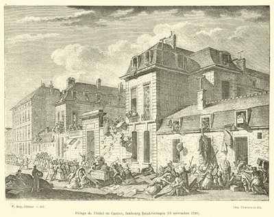 Plundering van het hotel de Castres, faubourg Saint-Germain, 13 november 1790 door French School