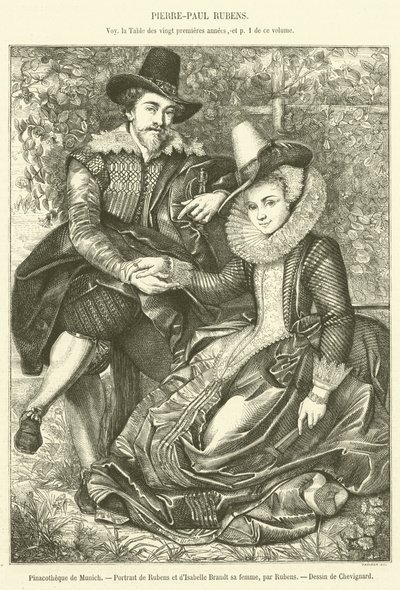 Pinacotheque de Munich, portret van Rubens en Isabelle Brandt zijn vrouw door French School