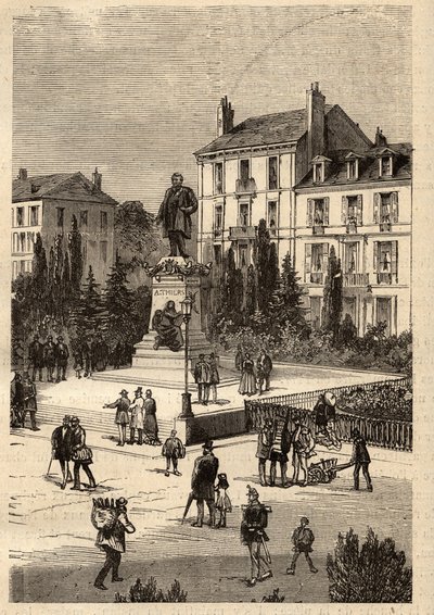 Place Thiers - centrum van de stad Nancy, in het departement Meurthe-et-Moselle, in de regio Lotharingen - gravure in 