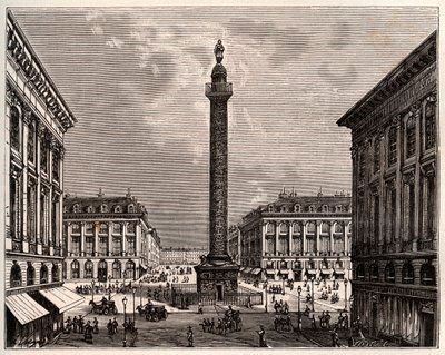 Place Vendome in Parijs in de 19e eeuw - gravure in 