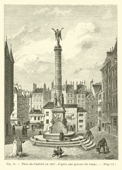 Plein du Chatelet in 1807; naar een gravure uit die tijd door French School