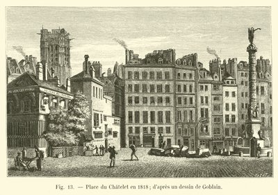 Plein du Chatelet in 1818; naar een tekening van Goblain door French School