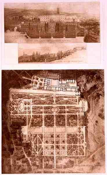 Plan en uitzicht van de Villa d