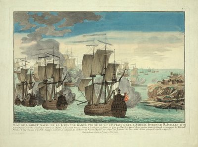 Plan van de Zeeslag bij Grenada Gewonnen door Mr. de Cte. D