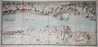 Plan voor de bouw van een stenen brug over de Liamone-rivier in Corsica door French School