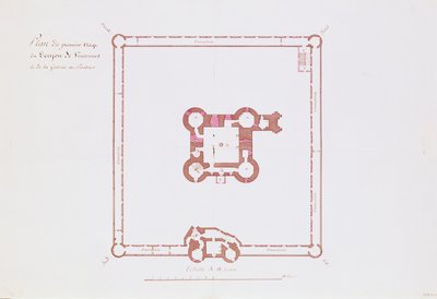 Plan voor de eerste verdieping van de Donjon in Vincennes, 1810 door French School