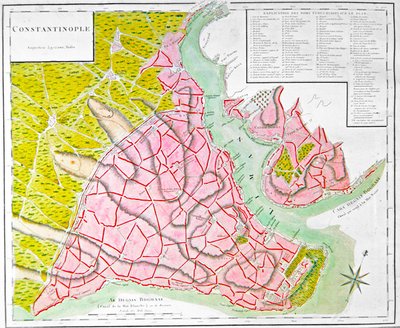 Plan van Constantinopel (handgekleurde gravure) door French School
