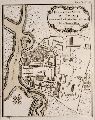 Plattegrond van Lopburi, 1751 door French School