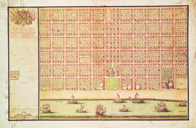 Plan van New Orleans, 1738 door French School