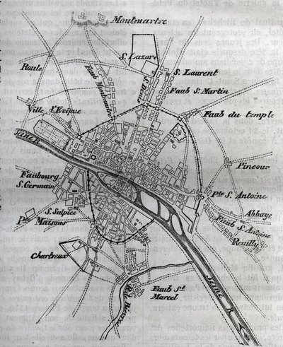 Plan van Parijs onder Henri III (1580) Gravure in 