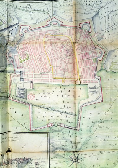 Plan van Toulon, 1669 door French School