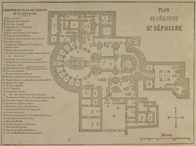 Plattegrond van de Kerk van het Heilig Graf, Jeruzalem door French School