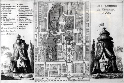 Plan van de tuinen van de keizer van Peking, uit Jardins Anglo-Chinois a la Mode, door George Louis le Rouge, gepubliceerd c.1776-78 door French School