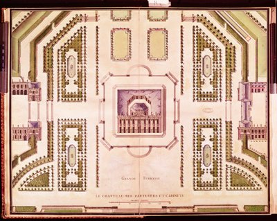 Plan van de Grand Terrasse van het Château de Marly, 1714 door French School