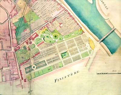 Plan van de Jardin des Plantes in Parijs tijdens de Empire-periode door French School