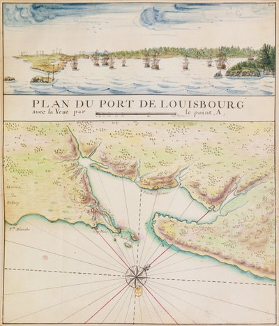 Plan van de haven van Louisbourg door French School
