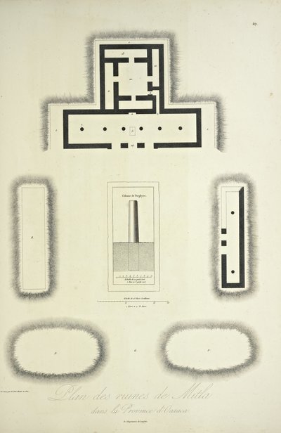 Plan van de ruïnes van Mitla in de provincie Oaxaca, illustratie uit 