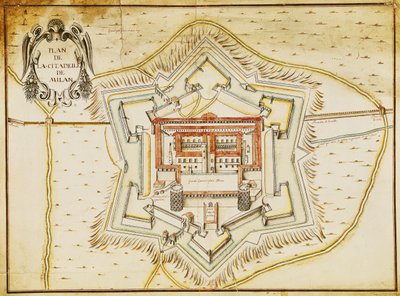 Plan van de citadel van Milaan door French School