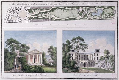 Plan van de tuin en het huis gebouwd voor Pierre Augustin Caron de Beaumarchais (1732-99) door Lemoine, c.1784 door French School
