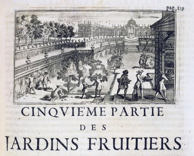 Fruitbomen planten, uit Le Parfait Jardinier, ou Instruction pour les Jardins Fruitiers et Potager, door Jean de la Quintinye, gepubliceerd 1695 door French School