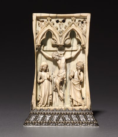 Plaquette: De kruisiging, Frans of Engels, ca. 1345-1365 door French School