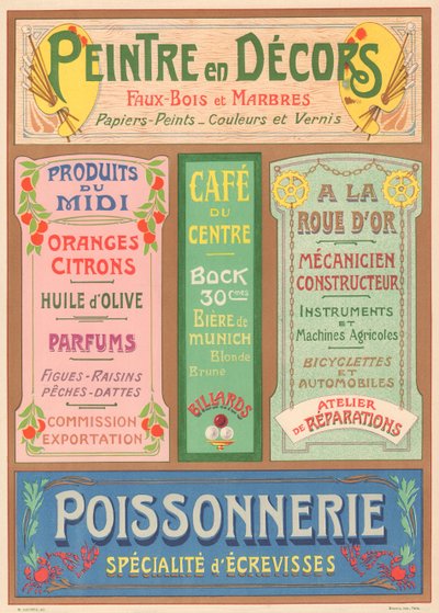 Plche n° 23: Signage modellen voor Art Nouveau letter schilder door French School