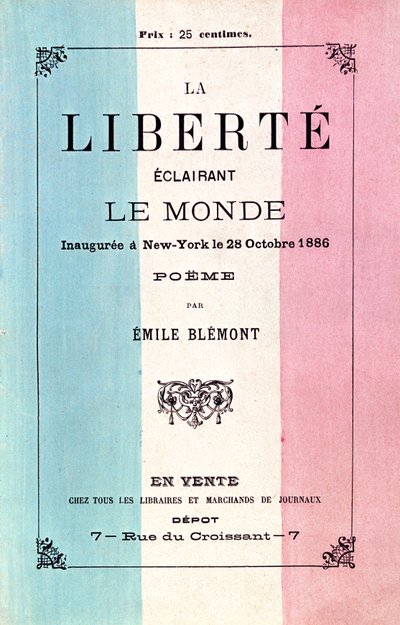 Gedicht door Emile Blemont (1839-1927) ter gelegenheid van de Inhuldiging van het Vrijheidsbeeld, 28 oktober 1886 door French School