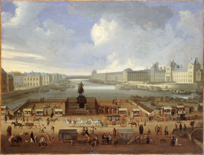 Pont Neuf en het Louvre, ca. 1669 door French School