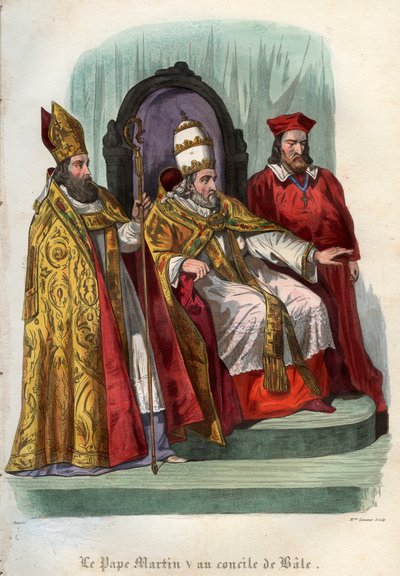 Paus Martinus V (1368-1431) op het Concilie van Basel (Concile de Bale) in 1431 door French School