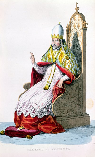 Paus Sylvester II, uit le Plutarque Francais door E. Mennechet, Parijs, 1835 door French School