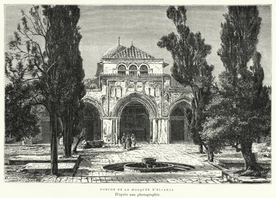 Portiek van de Moskee van El Aksa (gravure) door French School