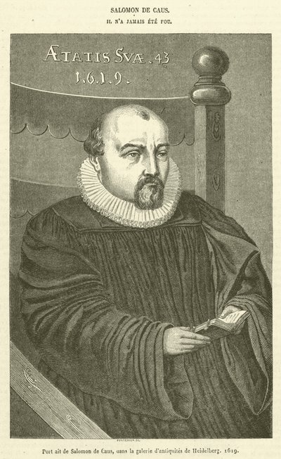 Portret van Salomon de Caus, in de galerij van antiquiteiten van Heidelberg door French School
