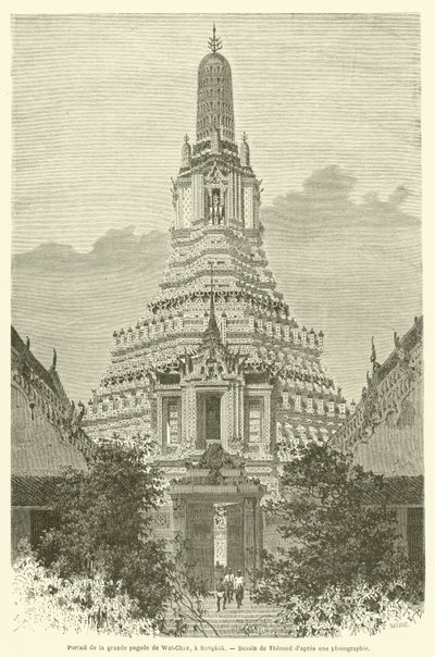 Portaal van de grote pagode van Wat-Chan, in Bangkok door French School