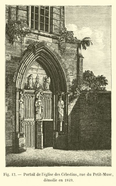 Portaal van de kerk van de Celestijnen, rue du Petit-Musc, gesloopt in 1849 door French School